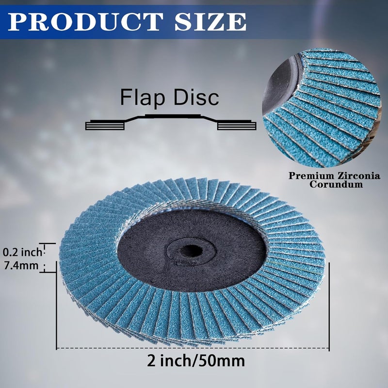 TSOAPX 20 PCS Flap Discs Set, 2" Zirconia Roll Lock Die Grinder Sanding Disc Sandpaper Wheels Grit 36/60/80/120, Flap Wheel for Wood & Metal Sanding - Image 4